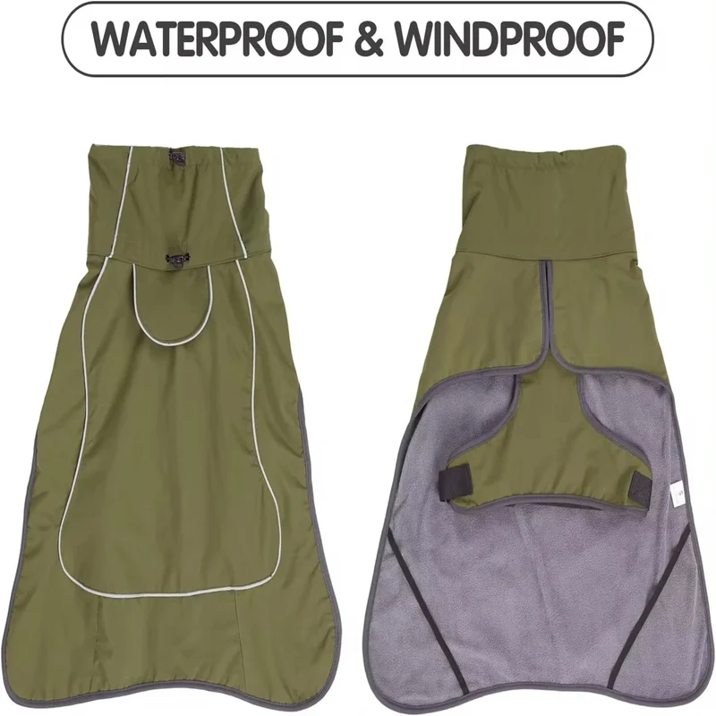 Manteau Imperméable d'Hiver Coupe-Vent Bande Réfléchissante Grand Chien