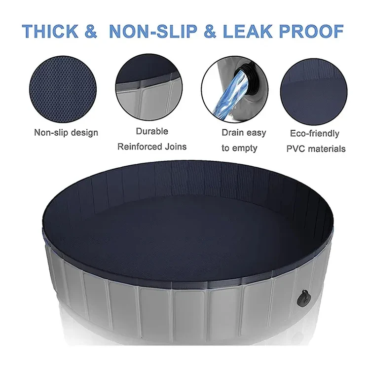 Piscine pour Chien Grande Taille 160 cm PVC Gris
