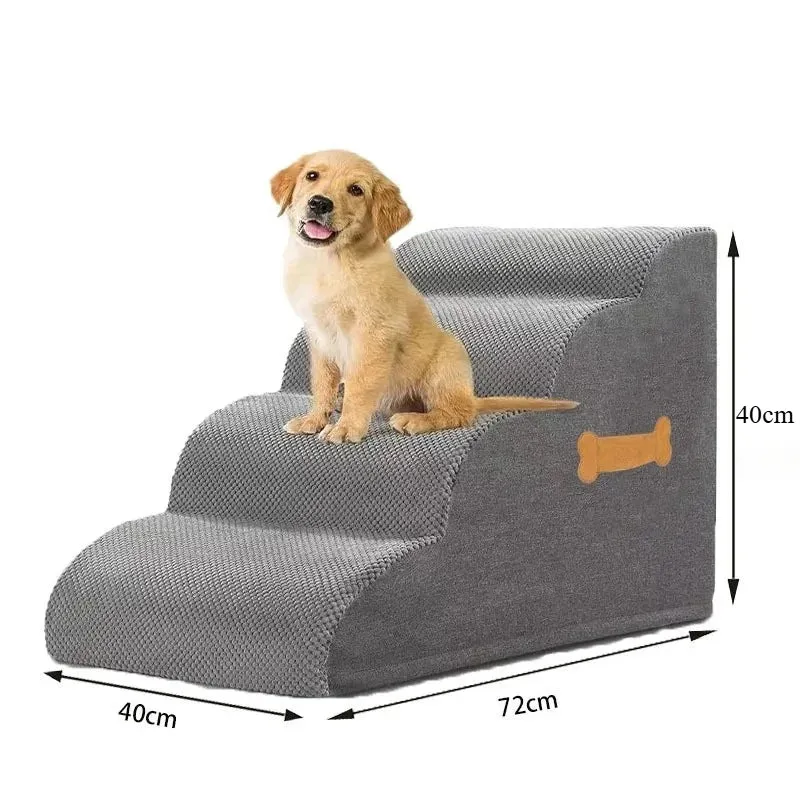 Escalier pour Chien Mousse Grise Petit Chien 2 à 4 Marches