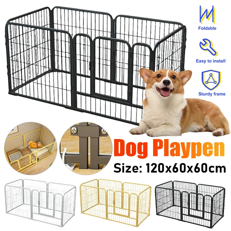 Parc pour Chien Métal 6 Panneaux Pliable 120x60x60 cm