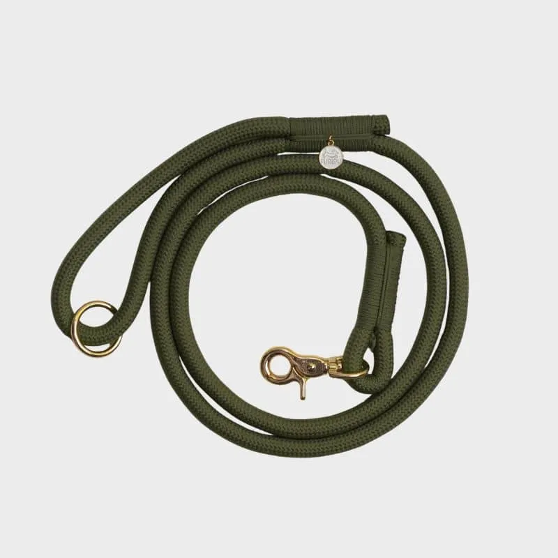 LAISSE EN CORDE POUR CHIEN - VERT MOUSSE "MOSS GREEN"