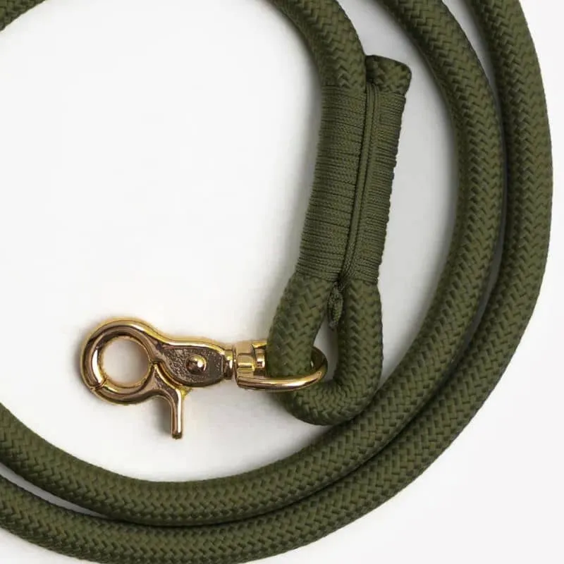 LAISSE EN CORDE POUR CHIEN - VERT MOUSSE "MOSS GREEN"