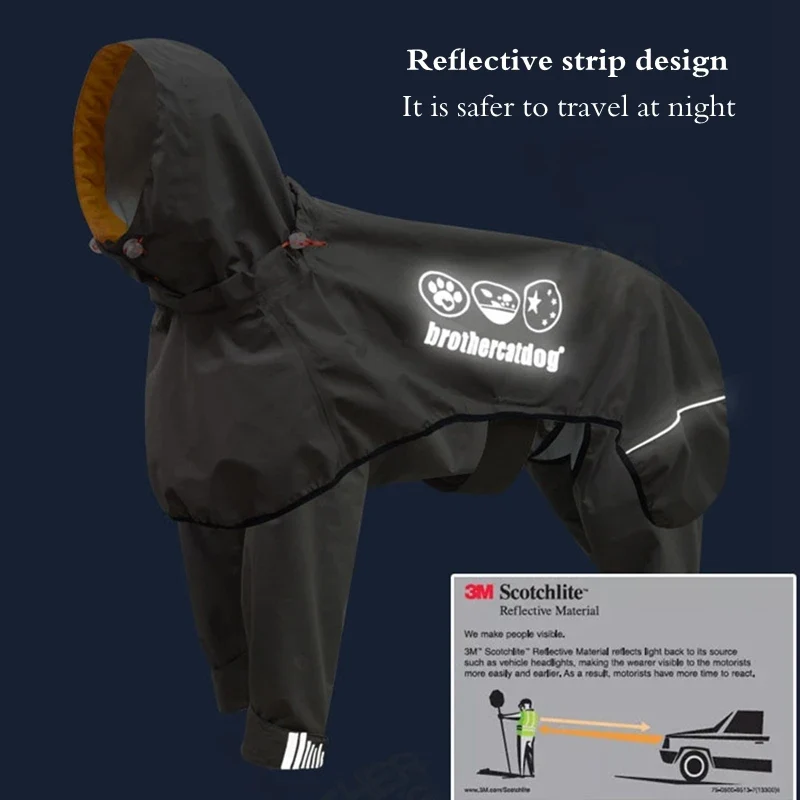 Manteau Imperméable Combinaison Intégrale Grand Chien Réfléchissant