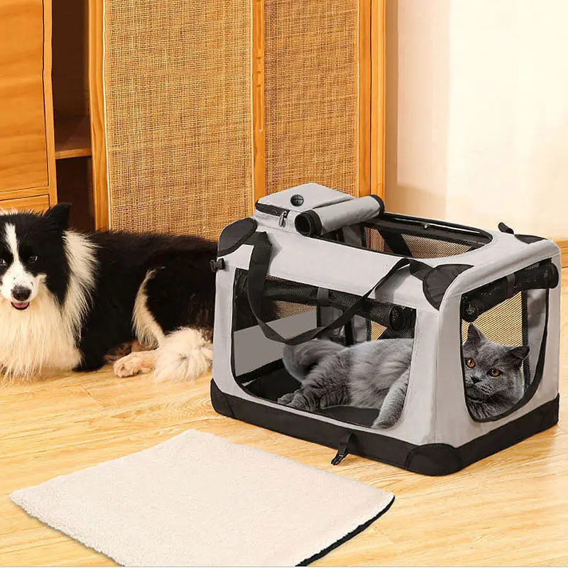 Caisse de Transport Chien Souple Pliable 3 Portes