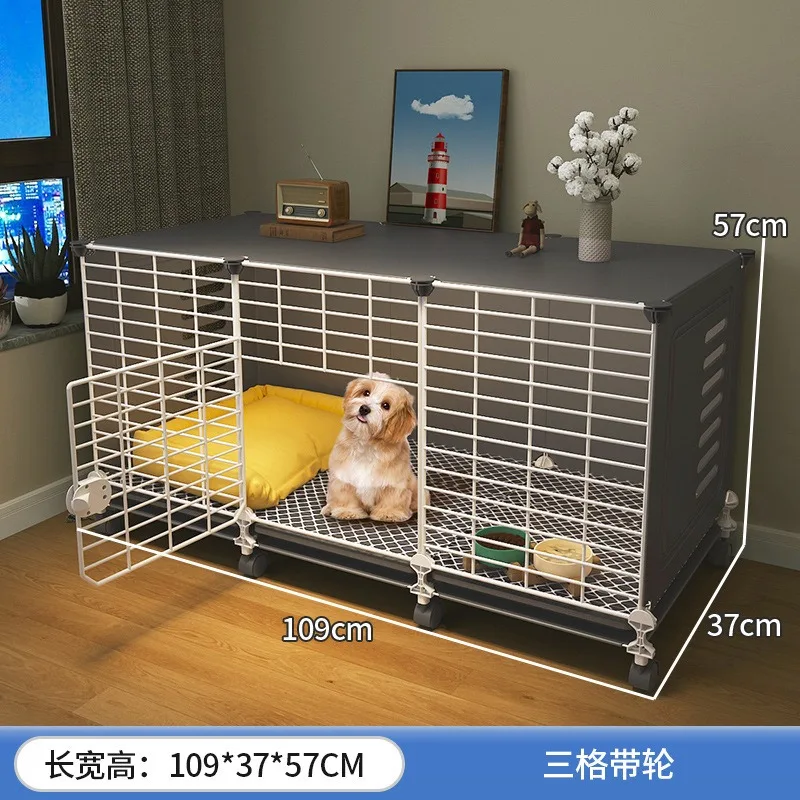 Meuble Cage Chien d'Intérieur Petite Taille sur Roulettes