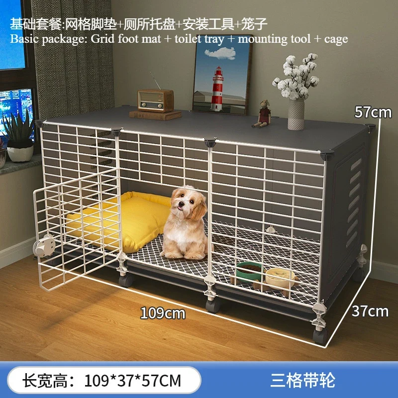 Meuble Cage Chien d'Intérieur Petite Taille sur Roulettes