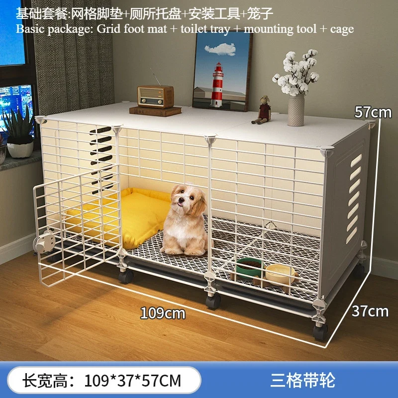 Meuble Cage Chien d'Intérieur Petite Taille sur Roulettes