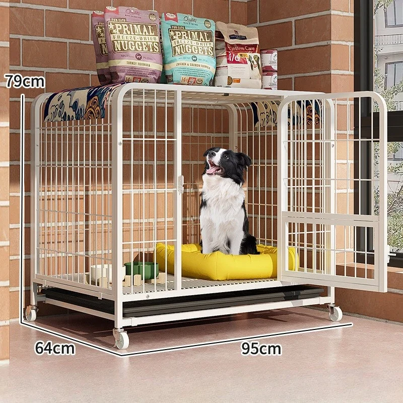 Cage pour Chien Labrador avec Plateau Toilette et Roulettes