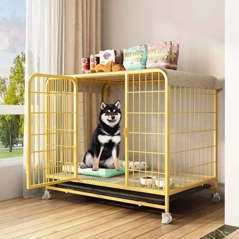 Cage pour Chien Labrador avec Plateau Toilette et Roulettes