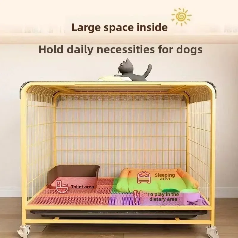 Cage pour Chien Labrador avec Plateau Toilette et Roulettes