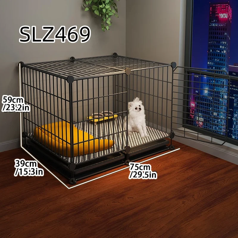 Cage pour Chien Intérieur Petite Taille avec Zone Toilette