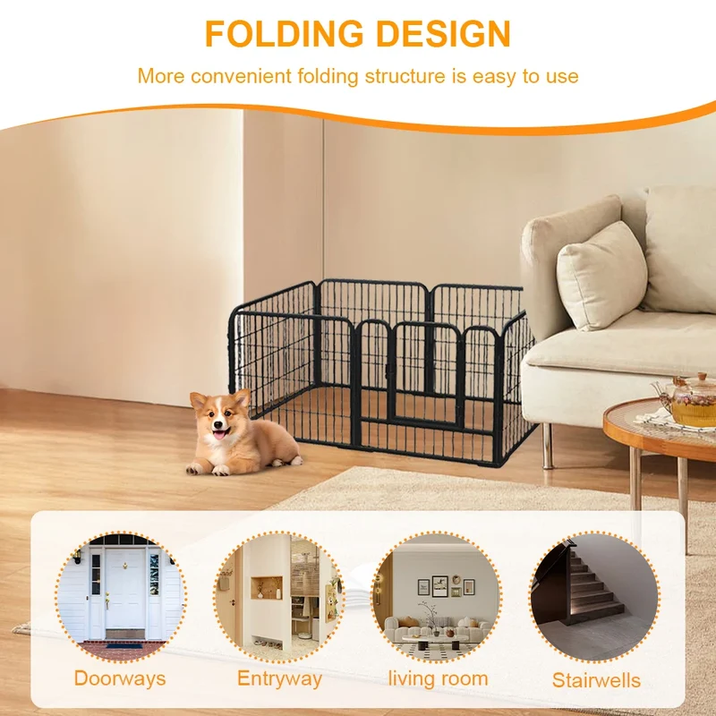 Parc pour Chien Pliable 6 Panneaux Acier Inoxydable 120 cm