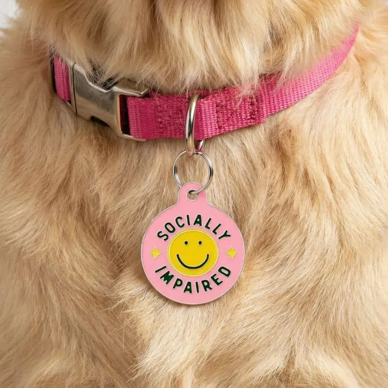 MÉDAILLE POUR CHIEN - SOCIALLY IMPAIRED (2 COULEURS DISPO)