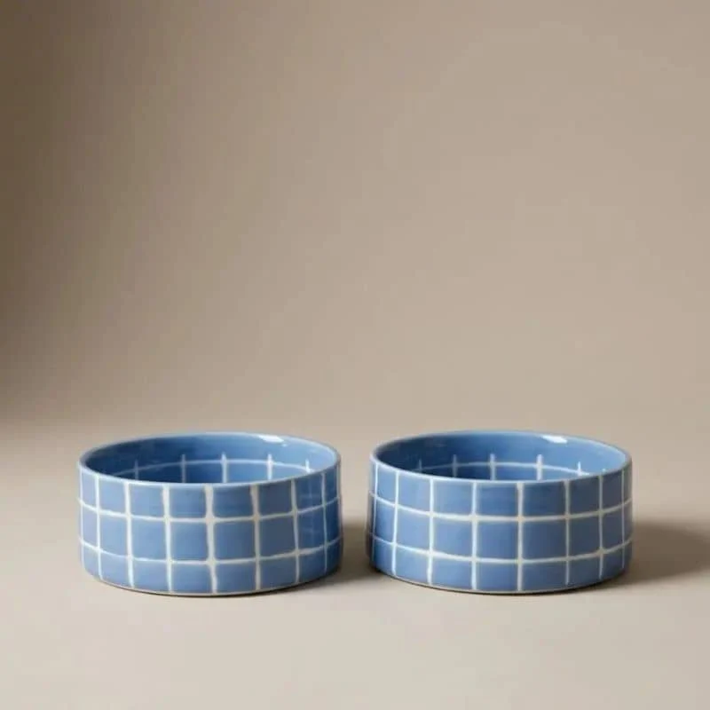 GAMELLE EN CÉRAMIQUE POUR CHIEN - CARREAUX PISCINE * BLEU