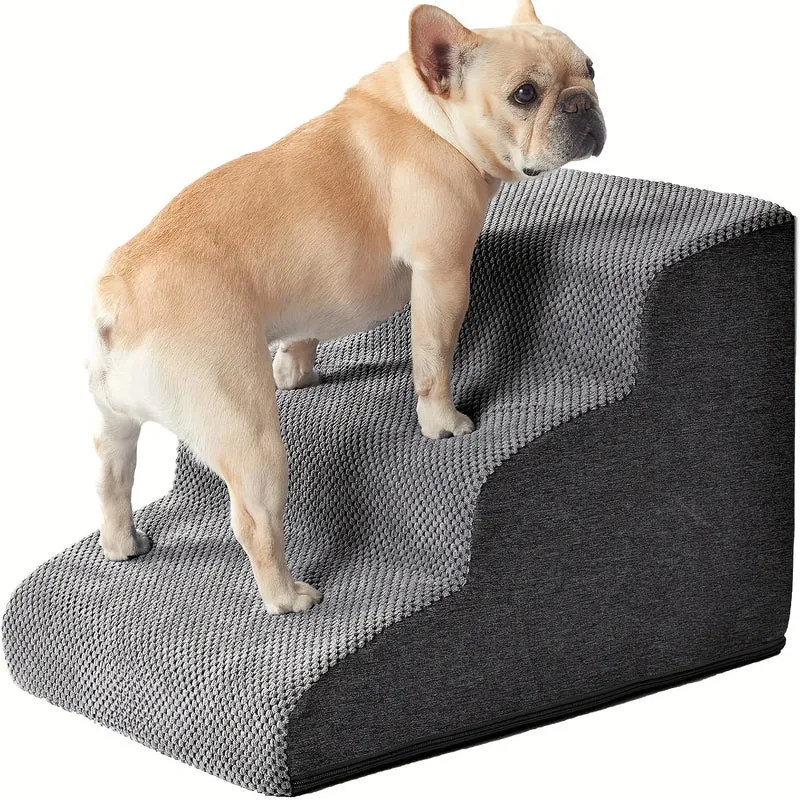 Escalier pour Chien Incurvé Mousse Dense Gris 3 Tailles