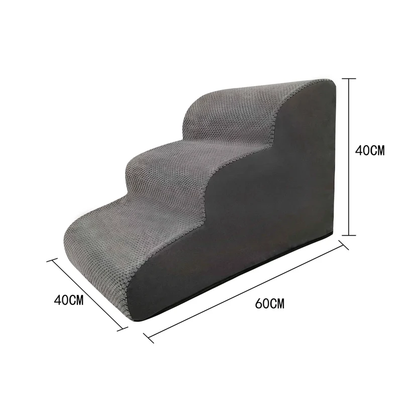 Escalier pour Chien Incurvé Mousse Dense Gris 3 Tailles