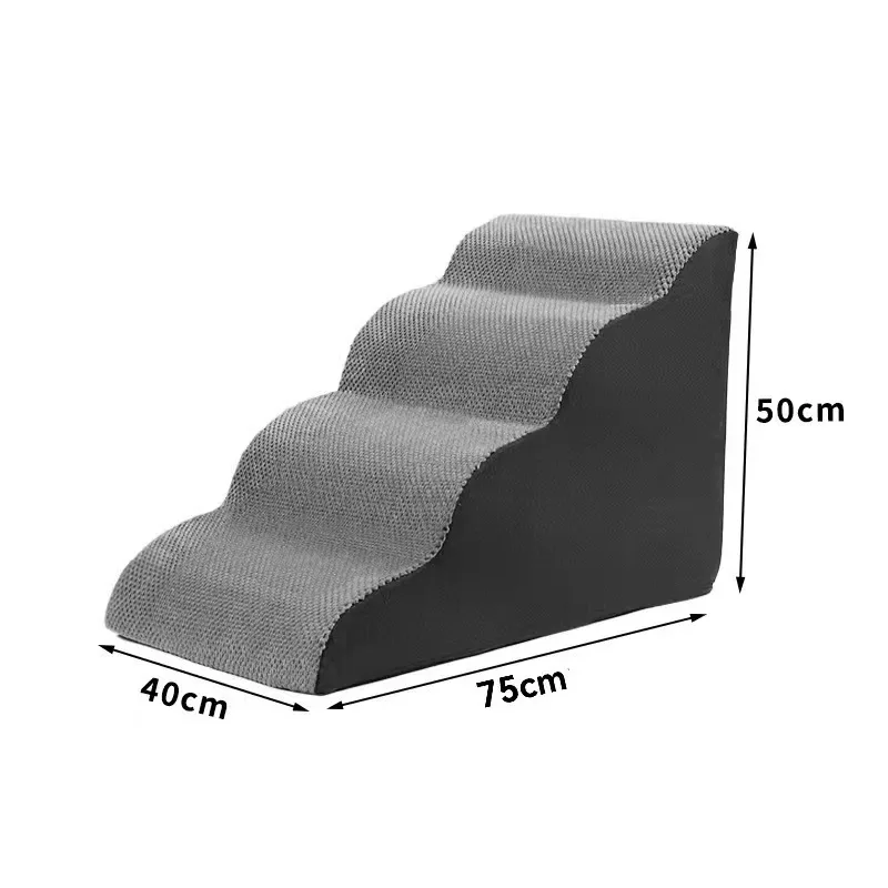 Escalier pour Chien Incurvé Mousse Dense Gris 3 Tailles