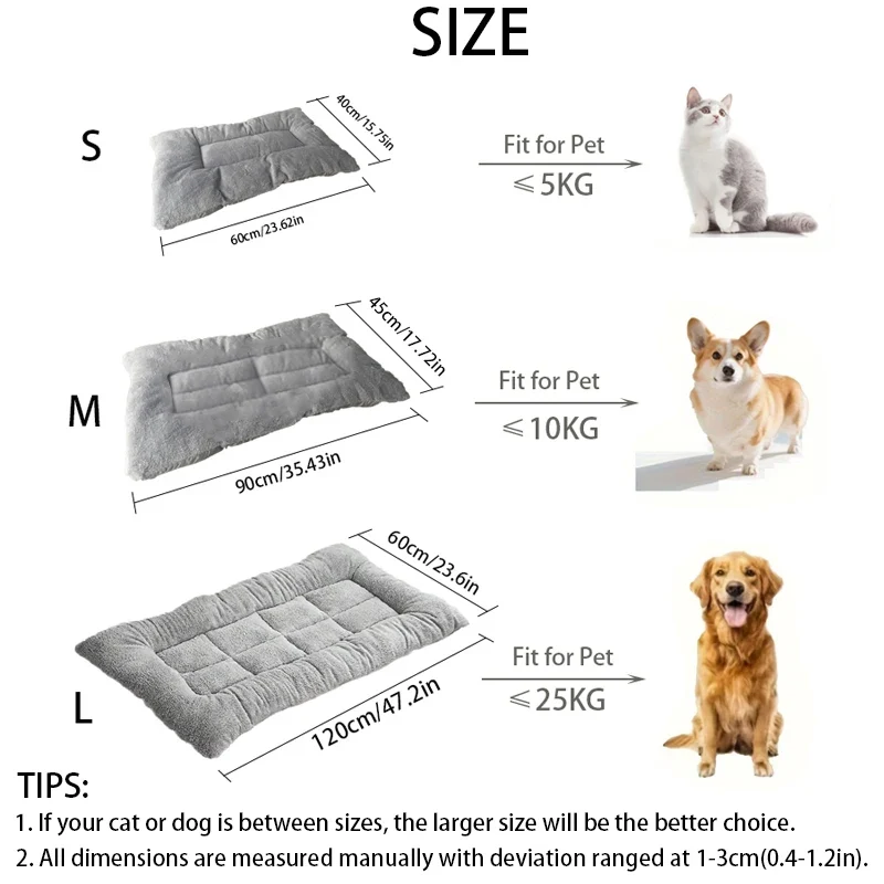 Matelas Moelleux Épais pour Chien Polyester Doux 120x60 cm