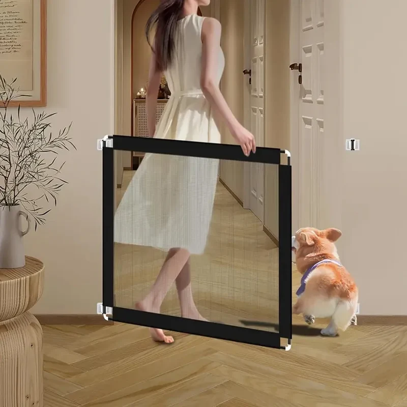 Barrière pour Chien Porte et Couloir Filet 72 cm