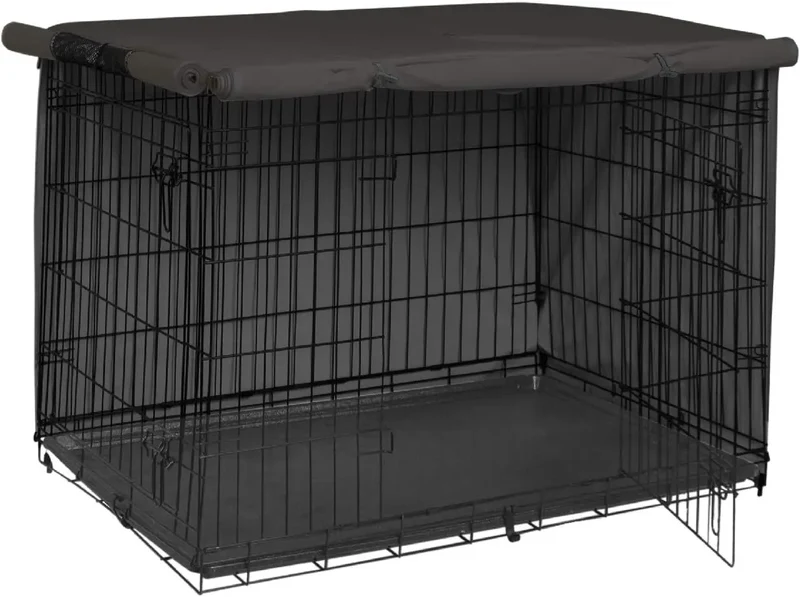 Housse pour Cage à Chien Métallique Polyester Noir