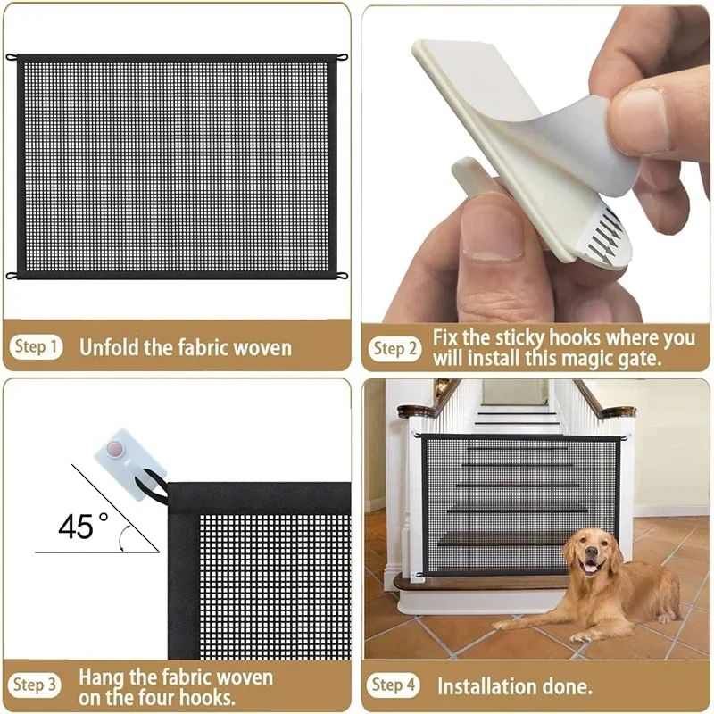 Barrière pour Chien Filet Sans Perçage Hauteur 78 cm