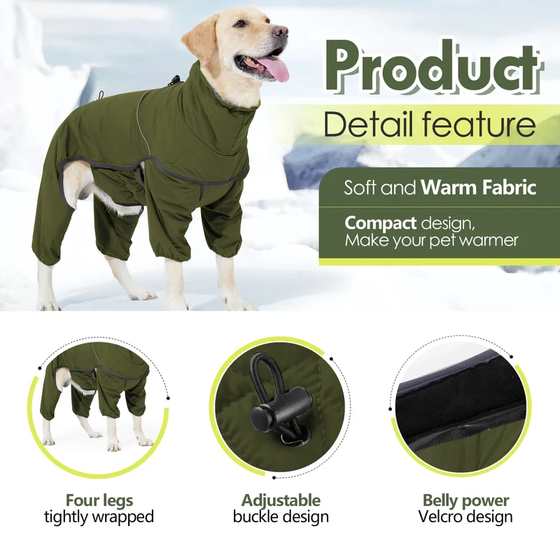 Manteau Imperméable Combinaison Rembourrée d'Hiver Grand Chien
