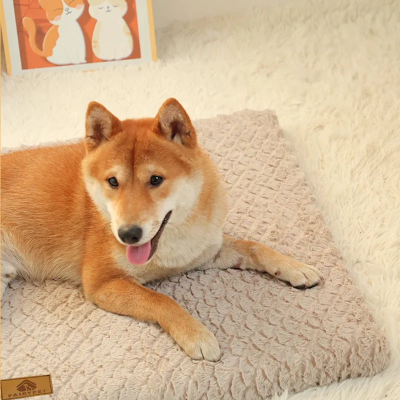 Matelas Orthopédique Chien Mousse 3D Housse Fausse Fourrure Lavable
