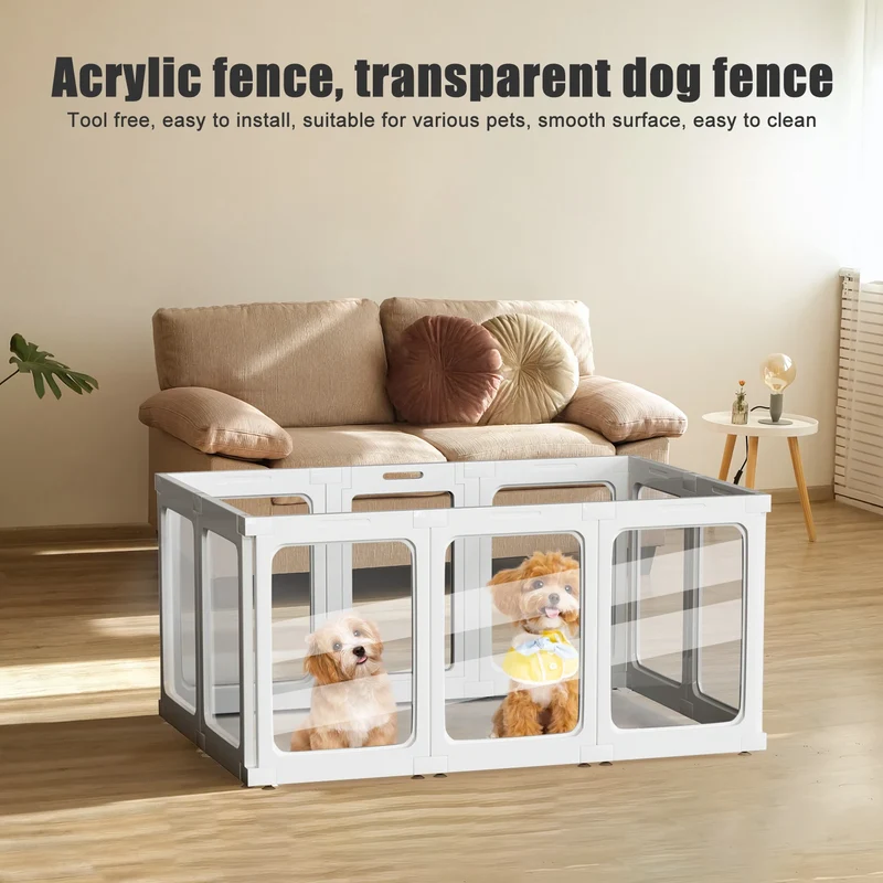 Parc Chien Modulable Panneaux à Clipser 60 cm Blanc