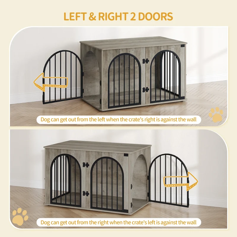 Meuble Cage Chien 100 cm 3 Portes Table d'Appoint