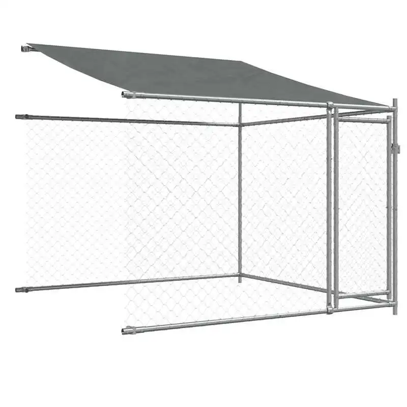 Enclos Chien Extérieur 4x2x2 m Acier Galvanisé avec Toit