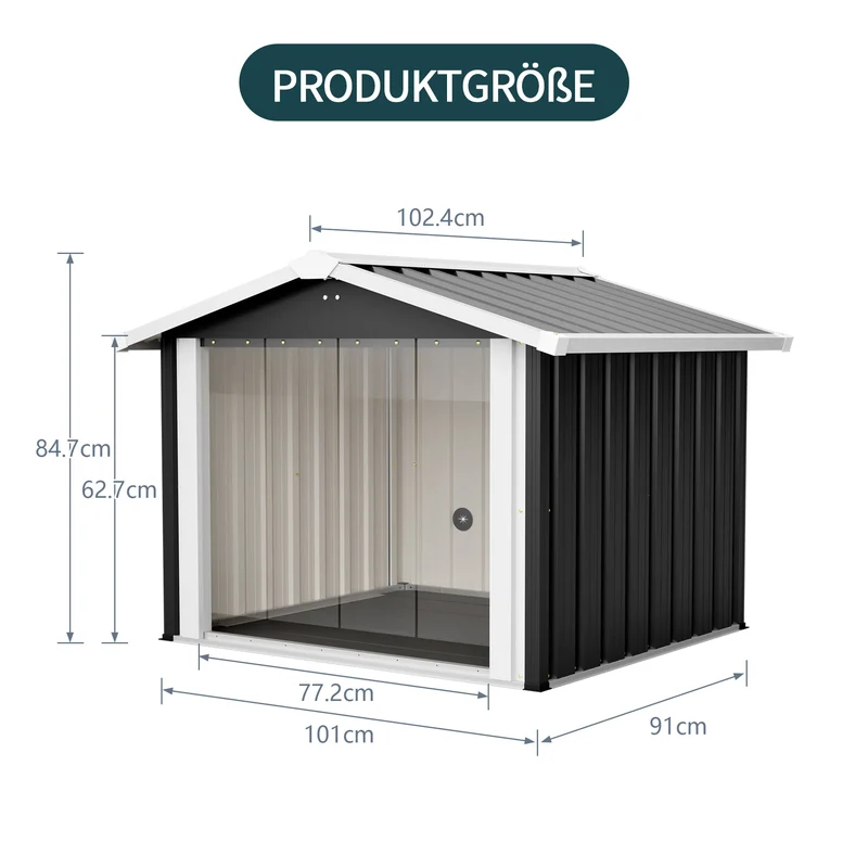 Niche Chien Extérieur Acier Anthracite 102x91x84 cm Rideau PVC