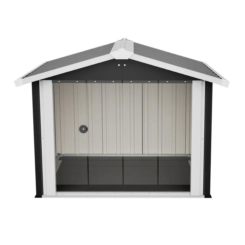 Niche Chien Extérieur Acier Anthracite 102x91x84 cm Rideau PVC