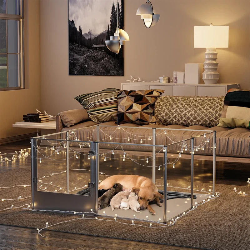 Parc Acrylique Extra Large Chien Cadre Argent