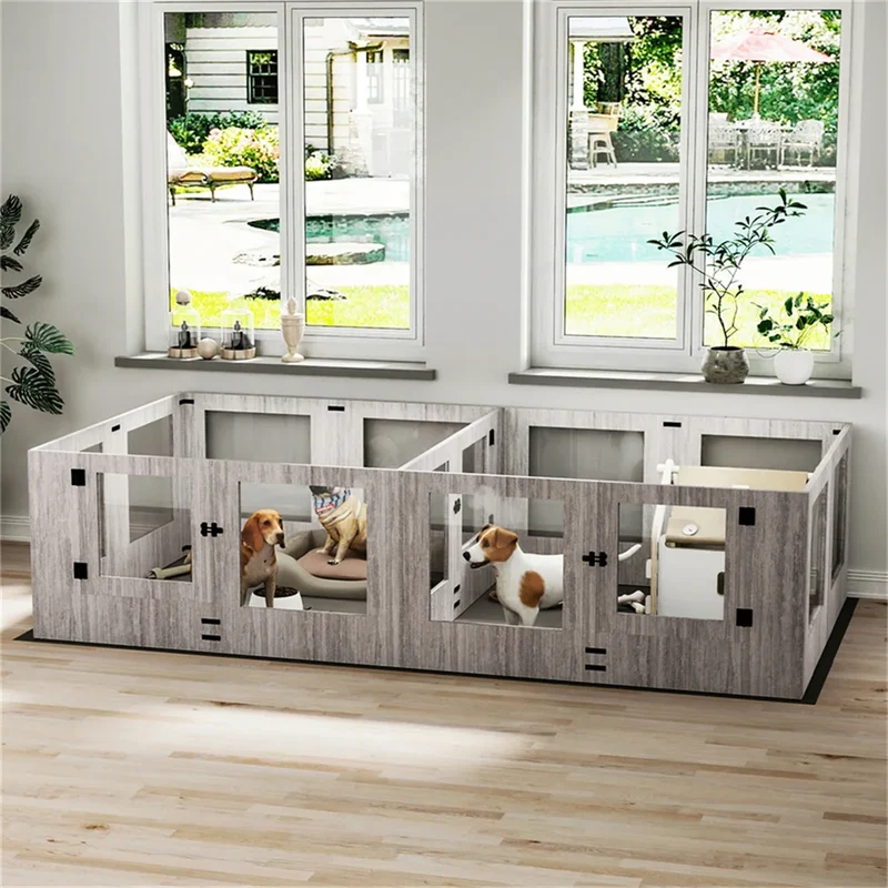 Enclos Mise Bas Verre Trempé Chien 239x120x60 cm
