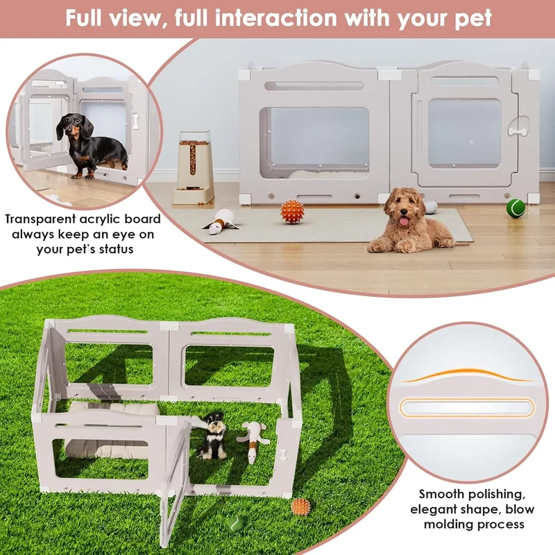 Parc Pliable Chien 6 ou 8 Panneaux 60 cm Ventouses