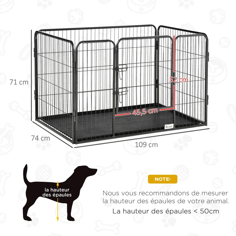 Enclos Parc pour Chien PawHut 4 Panneaux Grillagés 109 cm