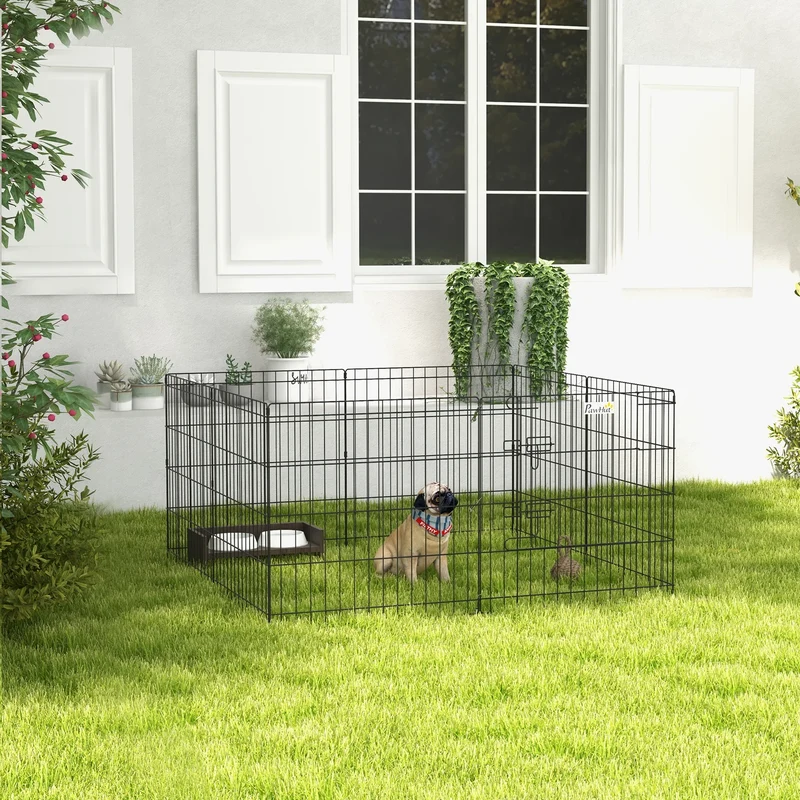Parc Enclos Modulable Chien PawHut 8 Panneaux 61 cm