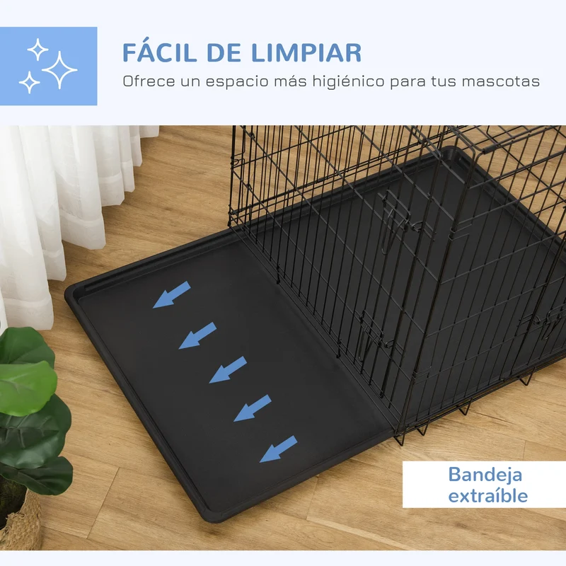 Cage de Transport Pliable PawHut 92 cm pour Chien