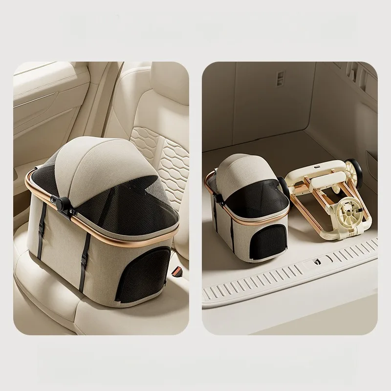 Poussette pour Chien de Luxe 3 en 1 Nacelle Détachable