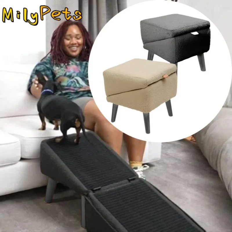 Rampe pour Chien Canapé Pliable Pouf 2-en-1 Antidérapante