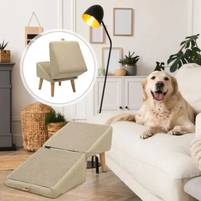 Rampe pour Chien Canapé Pliable Pouf 2-en-1 Antidérapante