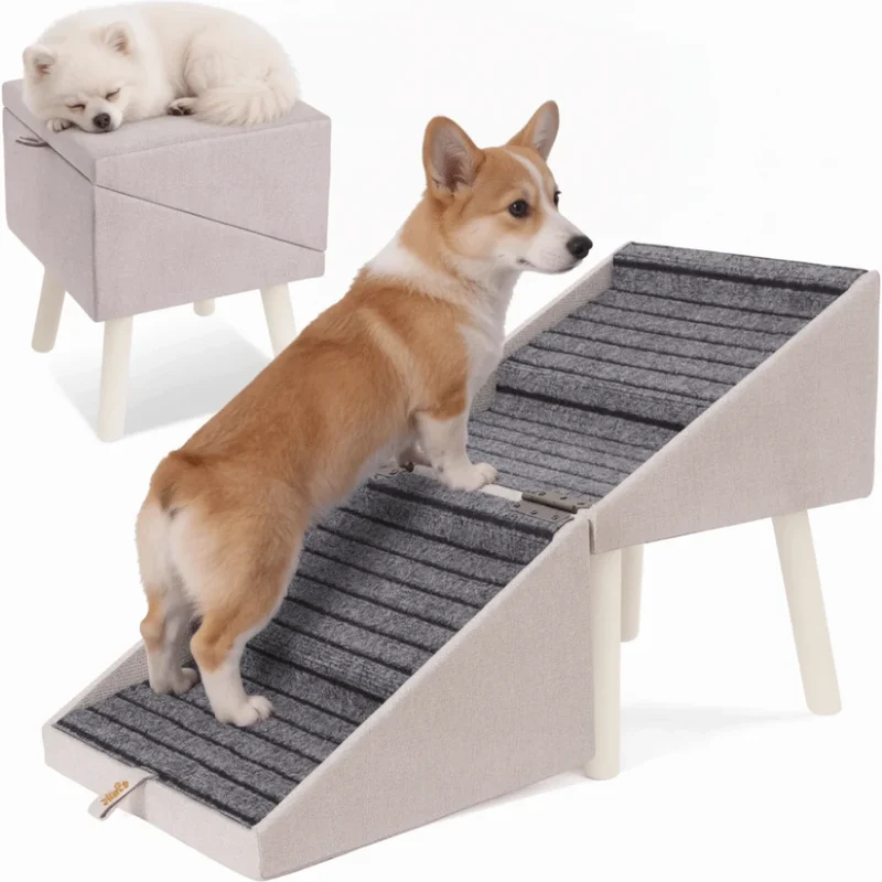 Rampe Escalier pour Chien Pliable 2-en-1 Tabouret Canapé 80 cm