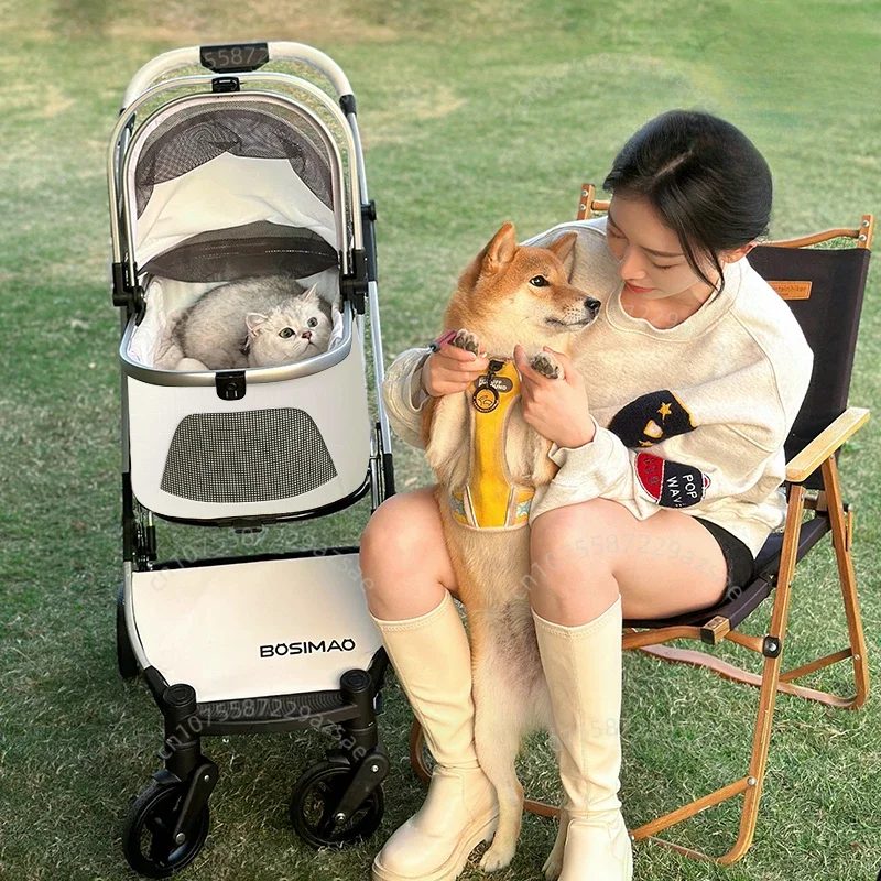 Poussette pour Chien Légère Pliable à Nacelle Amovible
