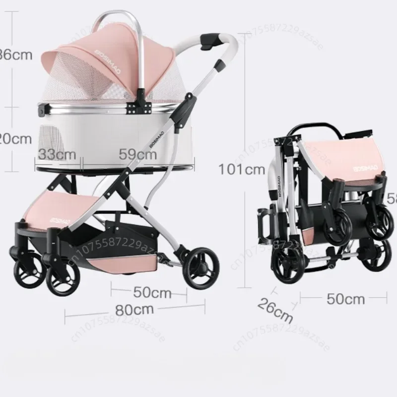 Poussette pour Chien Légère Pliable à Nacelle Amovible