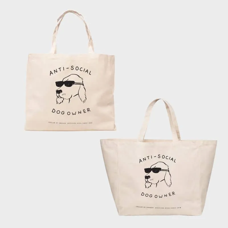 GRAND TOTE BAG - ANTI SOCIAL DOG OWNER (2 TAILLES DISPO)
