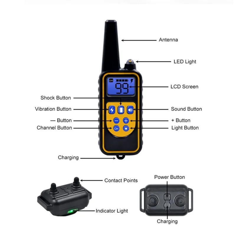 Collier Anti-Aboiement Télécommande 800 m Rechargeable Étanche