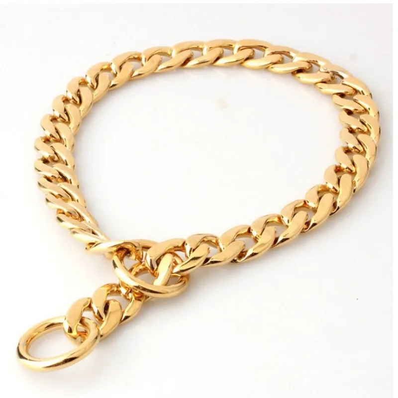 Collier Chaîne Gourmette Dorée Bouledogue Pitbull 25 à 76 cm