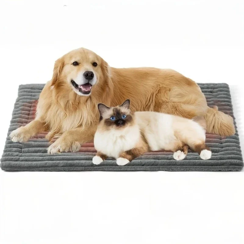 Matelas Rayé pour Chien KEMORELA Peluche Lavable 120x60 cm