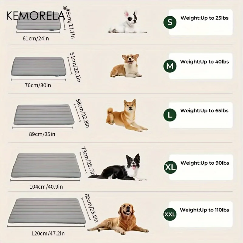 Matelas Rayé pour Chien KEMORELA Peluche Lavable 120x60 cm