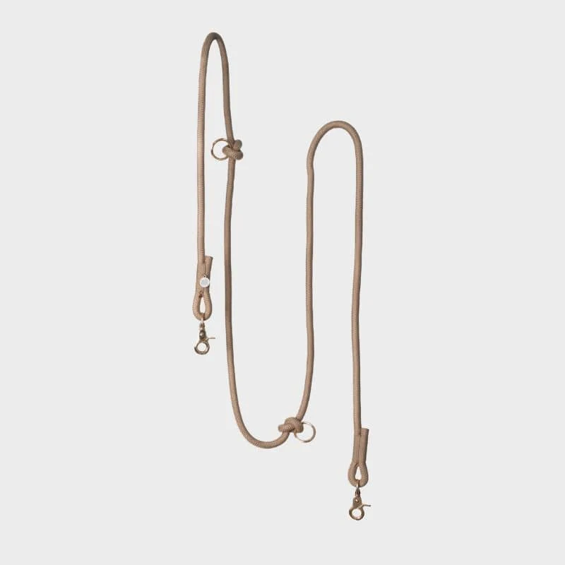 LAISSE MULTIPOSITIONS EN CORDE POUR CHIEN - BEIGE SABLE "SAND"